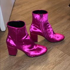 Worn Once! Absolutely Stunning And Perfect! Shoes Pink, Balenciaga Shoes, Pink Velvet, Wedge Boot, Heeled Boots, Bootie Boots, Balenciaga, Ankle Boot, Ankle Boots