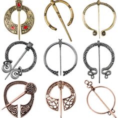 PRICES MAY VARY. Adequate package: you will obtain 9 pieces of vintage viking brooches pins in 9 styles and 3 antique colors, enough to satisfy your daily decoration desire, can add your outfits a different elegance Stable material: made of zinc alloy with antique silver and gold colored surface, firm and durable to use, not easy to rust or fade, can nicely remain its original vintage color even after a period time of using Considerate style: just insert the pin vertically into the clothing, the Viking Brooch, Cloak Pin, Gold Scarf, Gold Pin, Shawl Pins, Gold Brooches, Scarf Jewelry, Antique Jewellery, Looks Vintage