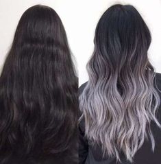 Hair color asian grey silver ombre 52+ ideas #hair Black To Grey Ombre Hair, Hair Ombre Brown, Balayage Before And After, Black Hair Ombre, Lilac Hair