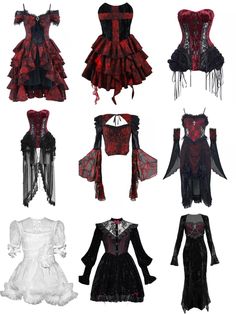 Red Vampire Outfit Aesthetic, Cute Vampire Outfit, Vampire Inspo Outfit, Vampire Gothic Outfits, Goth Red Outfit, Gothic Coquette Outfits, Vampire Goth Clothes, Red And Black Goth Outfits, Female Vampire Outfit