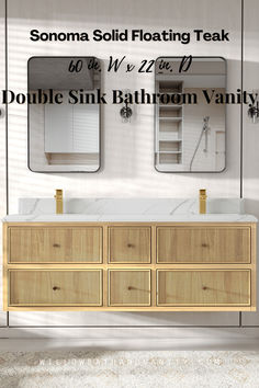 a bathroom vanity with two mirrors above it and the words double sink bathroom vanity below it