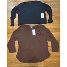 #ad Top Seller for Athleta Tops Womens 3x LOT OF 2 Outbound V neck, All Around Ruched Black & Brown, Fashion women's top Top Seller, Brown Fashion, Brands Outlet, Brown Color, Black And Brown, Womens Tops