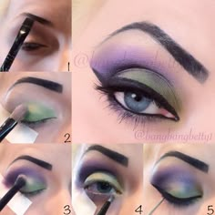 Pictorial for wearable Maleficent look! Maleficent, eye, shadow, makeup, liner, green, purple, tutorial, pictorial, eye Step By Step Maleficent Makeup, Maleficent Makeup Tutorial Step By Step, Maleficent Inspired Makeup, Maleficent Costume Makeup, Maleficent Eye Makeup, Makeup Tutorial Pictures, Maleficent Costume Diy, Maleficent Makeup, Easy Eye Makeup Tutorial