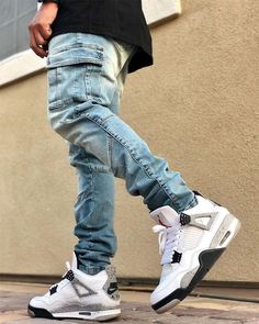 Street fashion Air Jordan 1 Air Jordan 4 Outfit, Jordan Women, Jordan 4 White, Outfits Men Streetwear, Nike Air Jordan Shoes, Jordan Outfit, Air Shoes