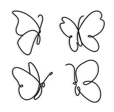 four butterflies with one flying and the other sitting on top of it's wings