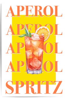 an orange and white poster with the words apricot spritz