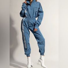 Ivy Park X Adidas Nylon Track Pants ( H33308) New With Tags Size Xs Unisex Color Blue/ White Ivy Park X Adidas Chic Performance Collection The All-Gender Track Pants Offer A ‘90s Style Made From High Gloss Nylon And A Baggy Fit With An Adjustable Drawcord Waist And Ankle Cuffs. Drawcord On Elastic Waist - Side Zip Pockets - Leg Pocket - Back Pocket - Elastic Cuffs - 100% Nylon Plain Weave Fast Shipping Same Or Next Day With Tracking Information Blue Sporty Tracksuit With Pockets, Blue Spring Tracksuit Sportswear, Sporty Blue Tracksuit With Pockets, Sporty Blue Tracksuit For Spring, Blue Spring Tracksuit For Streetwear, Blue Fitted Tracksuit With Pockets, Fitted Blue Tracksuit With Pockets, Sporty Spring Tracksuit With Pockets, Nylon Pants Outfit