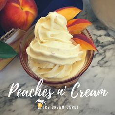 peaches and cream ice cream in a bowl