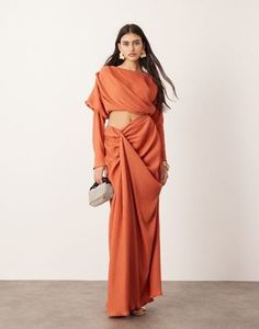 Chic Draped Maxi Dress For Fall, Formal Long Sleeve Orange Maxi Dress, Pre-draped Draped Maxi Dress For Date Night, Formal Dresses Graduation, Cocktail Dress Formal, Winter Party Dress, Long Sleeve Floral Dress, Satin Slip Dress, Sweaters And Leggings