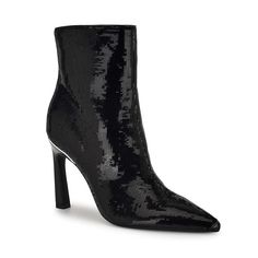 Instantly upgrade your footwear game with these Nine West Balize Pointy Toe Tapered Heel Women's Dress Ankle Boots.Click this FOOTWEAR GUIDE to find the perfect fit and more! Instantly upgrade your footwear game with these Nine West Balize Pointy Toe Tapered Heel Women's Dress Ankle Boots. Click this FOOTWEAR GUIDE to find the perfect fit and more! SHOE CONSTRUCTION Sequin/Faux Patent Leather, Sequin/Synthetic upper Textile/Synthetic lining Synthetic outsoleSHOE DETAILS Pointed toe Zipper closur Sequin Dress With Boots, Dress Ankle Boots, Ankle Boots Dress, Black Ankle Booties, Dress And Heels, Black Sequins, Dress With Boots, Boot Shoes Women, Sequin Dress