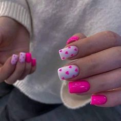 Bright Gel Nails, Romantic Nails, Punk Nails, Nail Designs Valentines, Simple Acrylic Nails, French Acrylic Nails, Fire Nails