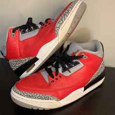 Great Condition With Mild General Wear No Insoles In Shoes No Original Box Nike Air Jordan 3, Jordan 3 Retro, Jordan Red, Air Jordan 3 Retro, Cement Gray, Air Jordan 3, Jordan 3, Jordans For Men, Red Fire