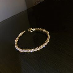 CZ Diamond Link Round Cut Bracelet, Wedding 14K Yellow Gold Plated Crystal Bracelet for Brides and Bridesmaids - KaleaBoutique.com Bracelet For Bride, Pearl Bridesmaid Jewelry, Beach Jewelry Boho, Bridal Jewelry Necklace, Bracelet Wedding, Bride Accessories, Crystal Accessories, Bridal Bracelet, Gold Plated Bracelets