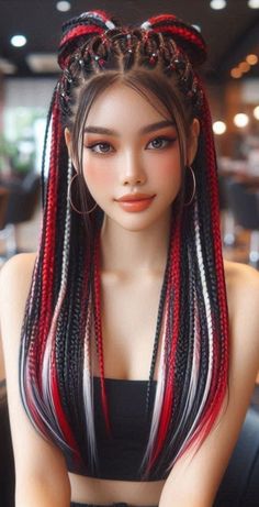 2 Color Braids, Hair Mistakes, Braids For Long Hair, Braid Styles, Hair Designs, Hair Dos, Gorgeous Hair, Box Braids, Dyed Hair