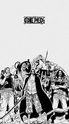 an image of pirates in black and white with the caption one piece written on it