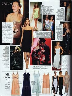 a magazine page with pictures of women in dresses