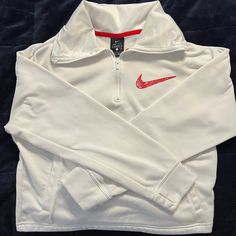 Nike Half Zip, Cropped Pullover Never Worn In Pristine Condition Nike Half Zip, Cropped Half Zip, Cropped Pullover, Nike White, Kids Nike, Nike Shirts, White Nikes, Nike Dri Fit, Half Zip