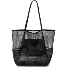 The Beach Bag Made With Lightweight, Strong Mesh And Durable Fabric, Mesh Beach Tote Is Waterproof, Sand-Free, Tear-Resistant And Easy To Clean. Breathable Design Allows For Quick-Drying, Avoiding Mold Or The Unpleasant Smell On Your Towels Or Wet Clothes. The Beach Mesh Bag Is Large Capacity And Has 4 Pockets, 1 Main Compartment, And 1 Inner Zippered Pocket For Sercured Storage. You Can Keep Your Sunglasses, Magazines, Sunscreen, Water Bottles. 1 Inside Zippered Pocket That Keeps Your Valuables Large Capacity Black Beach Bag For Travel, Packable Black Bags For Summer, Large Capacity Black Beach Bag, Black Large Capacity Beach Bag, Black Tote Bag For Summer, Summer Black Tote Bag, Black Tote Shoulder Bag For Summer, Trendy Black Bag For Summer, Chic Black Shoulder Bag For Beach