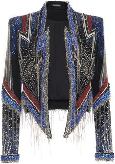 Balmain Embroidered Fringe Hem Jacket Ropa Upcycling, Balmain Jacket, Balmain Fashion, Jacket Embroidery, Outfit Chic, Beaded Jacket, Sequin Jacket, Moda Vintage, Looks Chic