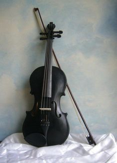 a violin leaning up against the wall