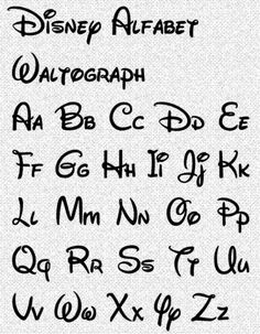 the letters and numbers for disney's alphabets are drawn in black ink on white paper