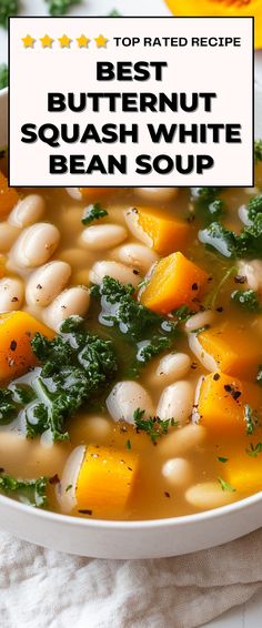 Image for Butternut Squash White Bean Soup Butternut Squash Stew, Savory Butternut Squash, Soup Lovers, Northern Beans, Cozy Dinner, Fall Gathering, Butternut Squash Recipes, Great Northern Beans, White Bean Soup