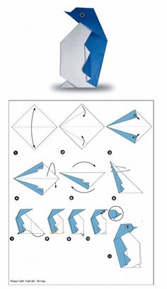 an origami bird is shown with instructions to make it out of the paper