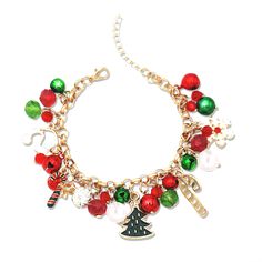 PRICES MAY VARY. Brand: PUBBCIA Material: Alloy Metal type: alloy Style: Modern Bell Bracelet, Dangle Bracelet, Christmas Jingles, Bracelet Christmas, Green Bracelet, Colorful Christmas, Christmas Bracelet, Jingle Bell, Holiday Jewelry