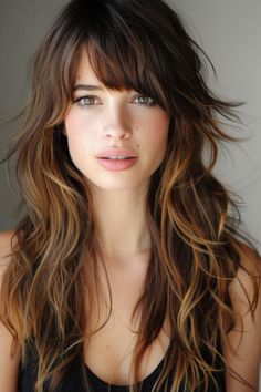 Bring movement, dimension and intrigue to long hair with layers and bangs. Here are 49 gorgeous long layered hair ideas with bangs for your next refresh! 👆 Click for more ideas！ Long Wavy Layered Hair With Bangs, Layered Hair Cuts With Bangs, Wolf Cut With Side Bangs, Heavy Bangs Long Hair, Long Layered Hair With Fringe, Layered Long Hair With Bangs, Bangs And Face Framing Layers, Long Hair Cuts With Bangs, Long Red Hair With Bangs And Layers