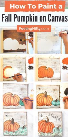 how to paint a fall pumpkin on canvas with step - by - step instructions and pictures