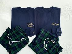 Matching couples pyjamas Christmas long sleeve tartan check gingham blue green initials his her pyjamas boyfriend girlfriend 1st Christmas These adorable matching Christmas pyjamas make the ideal gift for any couple. One shirt features the phrase "All I want for Christmas," while the other reads "is you," with your initials and a heart on the sleeve. Together, they create a charming and thoughtful Christmas pyjama set. This listing is for 1 set of ladies pyjamas and 1 set of mens pyjamas (2 pair Couples Pyjamas, Couple Pajamas Christmas, Matching Couple Pajamas, Pyjamas Christmas, Mens Pyjamas, Ladies Pyjamas, Christmas Pyjamas, Pajama Bottoms Womens, For Christmas