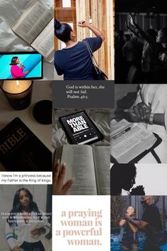 a collage of images with the words, bibles and women on them in black and white