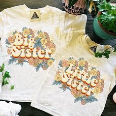 Matching Sister Shirts, Big Sister Little Sister, Matching Sisters, Floral Bodysuit, Big Sister Shirt, Fashionable Baby Clothes