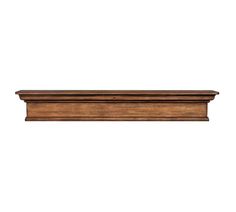 a wooden shelf with a white background