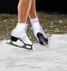 a painting of a woman's legs in ice skates