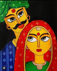 Indian Folk Art Easy, Folk Art Painting Easy, Rajasthani Art Design, Good Paintings, Folk Art Drawing, Folk Art Paintings, Rajasthani Painting, Rajasthani Art