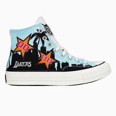 CONVERSE - Chinatown Lakers Chuck 70 High Shoe For Men

#converseshoes #conversefootwear #converse #mensfootwear #mensshoes #larkersshoes #lakersmens #chinatown Lakers Championships, Leather High Tops, Chuck 70, Hollywood Fashion