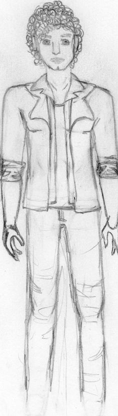 a drawing of a man with his hands in his pockets