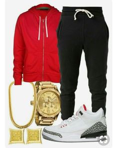 Red Outfits Men, Jordans Outfit For Men, Outfits For Boys, Red Outfits