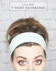 a woman wearing a headband with the words easy sew t - shirt headbands