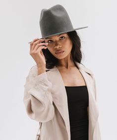 Billie is a bold, tall crown fedora with a short flat brim. Its structured shape provides a comfortable fit + is the ultimate confidence boost for any style moment. Fall Flat Brim Top Hat, Solid Flat Brim Top Hat For Fall, Fitted Flat Brim Fedora For Everyday, Everyday Fitted Fedora With Flat Brim, Chic Everyday Fedora With Flat Crown, Everyday Fitted Flat Brim Fedora, Chic Flat Brim Felt Hat For Everyday, Chic Flat Brim Felt Hat, Modern Everyday Hats For Spring