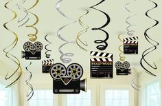 Lights! Camera! Action! Hanging Swirl Decorations Value Pack | 12 ct Bollywood Theme Party, Bollywood Theme