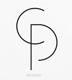 the letter p is made up of black lines on a white background with an oval shape