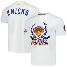 The Unisex FISLL White New York Knicks Heritage Crest T-shirt is a must-have for any true New York Knicks fan. With its embroidered fabric appliqu and stitched fabric appliqu with chenille details, this shirt proudly displays your unwavering support for the Knicks. Made from a comfortable cotton and spandex blend, this shirt is perfect for game day or any day you want to show your Knicks pride. Embroidered fabric applique Embroidered Logo Stitched fabric applique with chenille details Imported O Varsity Crew Neck T-shirt With Team Logo, Varsity Cotton Top With Team Logo, Varsity Crew Neck T-shirt For Fan Gear, Varsity Style Crew Neck T-shirt For Fans, Varsity Crew Neck Top With Team Logo, Throwback Cotton T-shirt For Sports, Throwback Cotton T-shirt With Team Logo, College Throwback T-shirt With Team Logo, Sporty Crew Neck Tops With Embroidered Logo