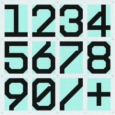 the numbers are shown in black and white on a light blue background, as well as two