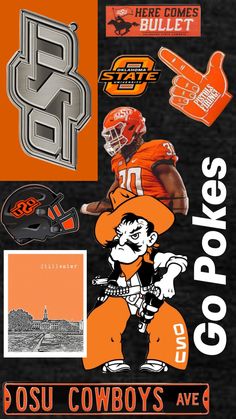 an orange and black poster with the words gosu cowboys ave written in white on it