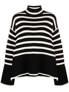 TOTEME Signature Stripe Knitted Jumper - Farfetch Stone Island Clothing, Valentino Clothing, Turtle Neck Jumper, Striped Turtleneck, Tshirt Skirt, Roll Neck, Knitted Jumper, Lady Dior, Jacket Sale