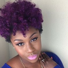 @4_theluvofhair #Hair2mesmerize #naturalhair #healthyhair #naturalhairjourney #naturalhairstyles #blackhairstyles #transitioning Purple Afro, Purple Natural Hair, Natural Hair Accessories, Tapered Natural Hair, Natural Hair Short Cuts, Dyed Natural Hair, Natural Hair Beauty, Hair Color Purple, Big Chop