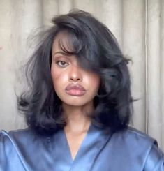 Flip Hairstyles For Black Women, Short Hair With Blowout, Black Woman Shoulder Length Hair, Long Wavy Bob Black Women, Short Bob Blowout Black Women, Bob Hairstyles For Black Women Outfits, Hairstyles For Long Faces Black Women, Shoulder Length Voluminous Hair, Short Hairstyles With Extensions