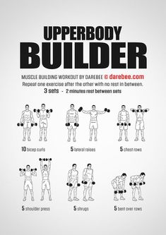 the upper body builder poster shows how to use dumbbells in order to build muscle muscles